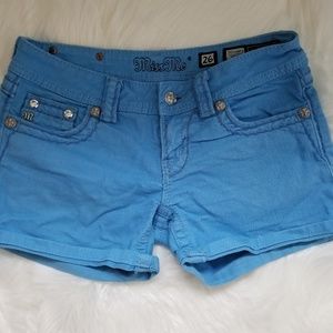 Miss Me Powder Blue Cuffed Denim Shorts